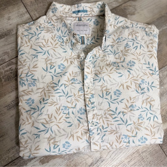 Denim & Flower Other - Denim & Flower Cream and Blue Floral Men's Shirt